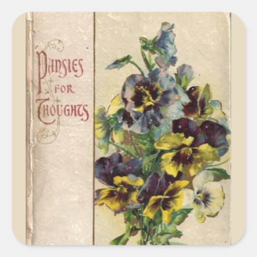 Victoriaans Boek Hoesje Pansies Sticker (Voorkant)