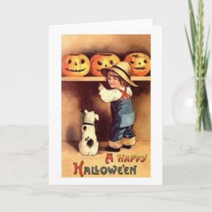 Victoriaans boerenjongen en Halloween-kaart Kaart