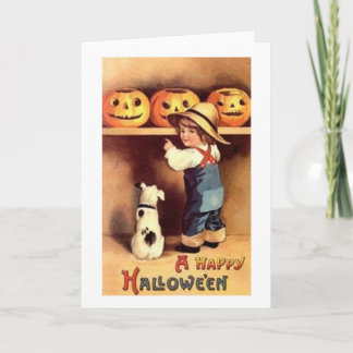 Victoriaans boerenjongen en Halloween-kaart Kaart