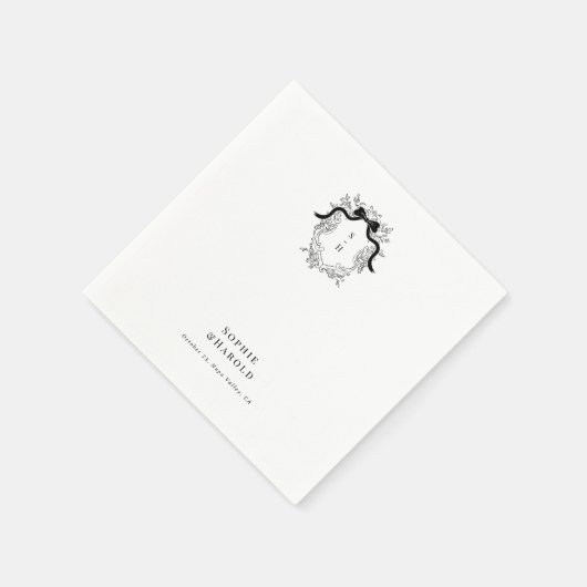 Victoriaans boog monogram bruiloft of verlovingsfe servet (Hoek)