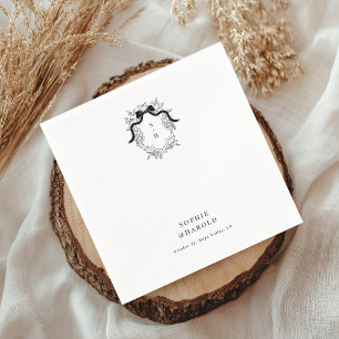 Victoriaans boog monogram bruiloft of verlovingsfe servet