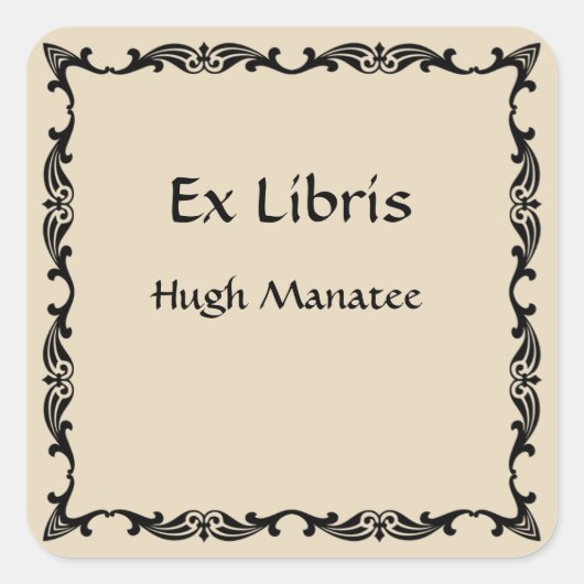 Victoriaans  Bookplate Vierkante Sticker (Voorkant)