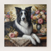 Victoriaans Border Collie en Rozen 676 Stuk Puzzel Legpuzzel (Verticaal)