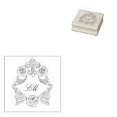Victoriaans Botanische krans Rococo Crest Monogram Rubberstempel (Gestempeld)