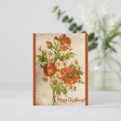  Victoriaans botanische rode papaver Feestdagenkaart (Staand voorkant)