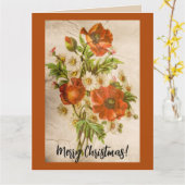  Victoriaans botanische rode papaver Kaart (Gele Bloem)