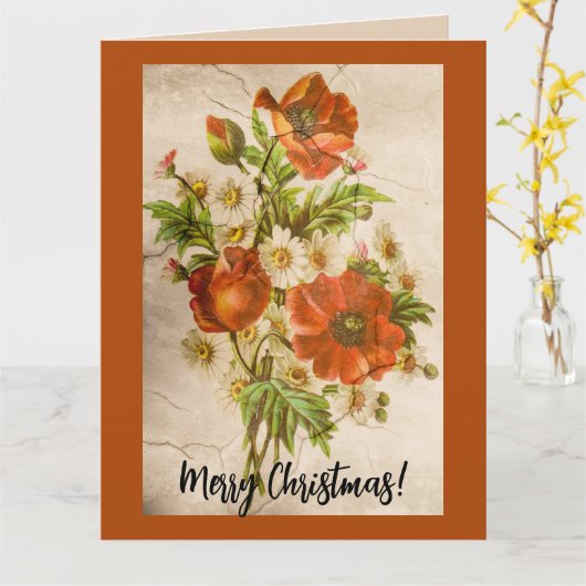  Victoriaans botanische rode papaver Kaart (Gele Bloem)