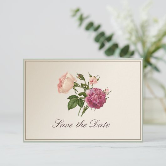 Victoriaans botanische stijl Sla de datumkaart op Save The Date (Staand voorkant)