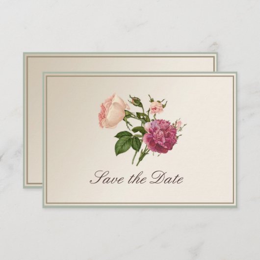 Victoriaans botanische stijl Sla de datumkaart op Save The Date (Voorkant / Achterkant)