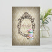 Victoriaans botanische vrijgezellenfeest theeparti kaart (Staand voorkant)