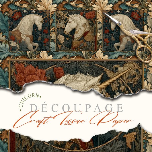 Victoriaans botanische William Morris Style Eenhoo Tissuepapier