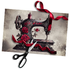 Victoriaans Boudoir | Antiek gouden naaimachine Tissuepapier