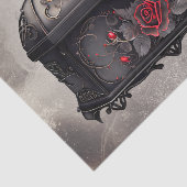 Victoriaans Boudoir | Antiek juwelen Keepsake Box Tissuepapier (Detail)