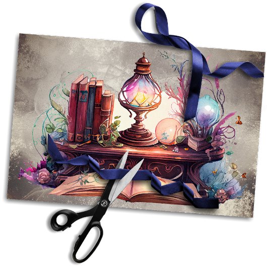 Victoriaans Boudoir | Antiek Lamp op Leesbureau Tissuepapier