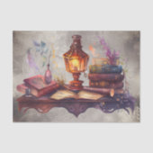 Victoriaans Boudoir | Antiek schrijftafel met lamp Tissuepapier (Voorkant)