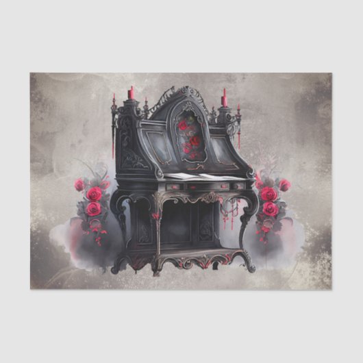 Victoriaans Boudoir | Antieke schrijftafel Tissuepapier (Voorkant)