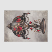 Victoriaans Boudoir | Oude tafellamp met rode roze Tissuepapier (Voorkant)