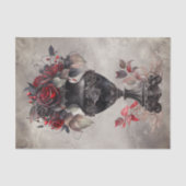 Victoriaans Boudoir | Oude  Vaas en Rode Rozen Tissuepapier (Voorkant)