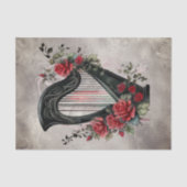 Victoriaans Boudoir | Pedal Harp Muziekinstrument Tissuepapier (Voorkant)