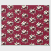  Victoriaans Bourgogne Blush Rozen Bloemen Cadeaupapier (Vlak)