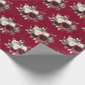  Victoriaans Bourgogne Blush Rozen Bloemen Cadeaupapier (Hoek)