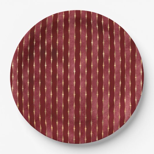 Victoriaans Bourgogne en gouden streep Papieren Bordje (Voorkant)