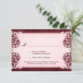 Victoriaans: Bourgogne & witte RSVP Kaartje (Staand voorkant)