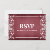 Victoriaans: Bourgogne & witte RSVP Kaartje (Achterkant)