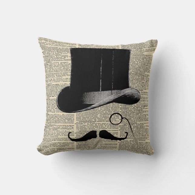 Victoriaans bovenste hoed,  woordenboek afdrukken kussen (Voorkant)