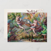 Victoriaans Boxing Frogs kerst Briefkaart (Voorkant / Achterkant)