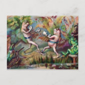Victoriaans Boxing Frogs kerst Briefkaart (Voorkant)