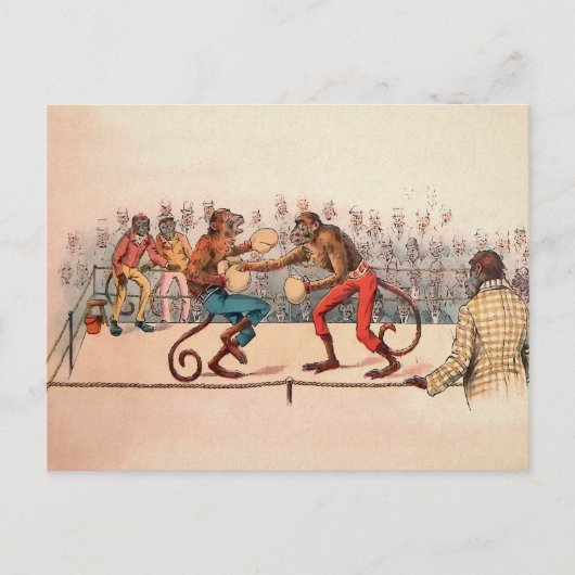 Victoriaans Boxing Monkeys Briefkaart (Voorkant)