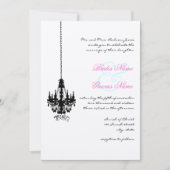 Victoriaans brandweer Chandelier Damask Wedding Kaart (Voorkant)