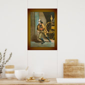 Victoriaans brandweerman 2 "De Amerikaanse vuurman Poster (Keuken)