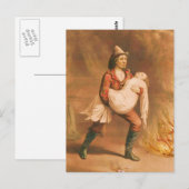Victoriaans brandweerman 3 "De Amerikaanse vuurman Briefkaart (Voorkant / Achterkant)
