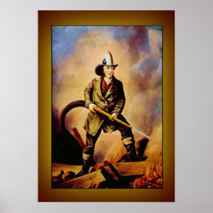 Victoriaans brandweerman "The American Fireman" Poster