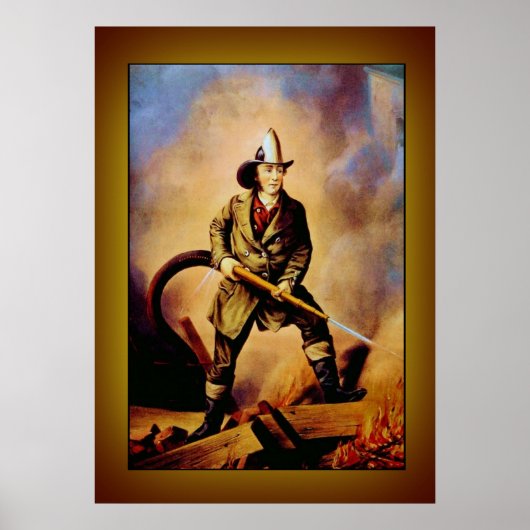 Victoriaans brandweerman "The American Fireman" Poster (Voorkant)