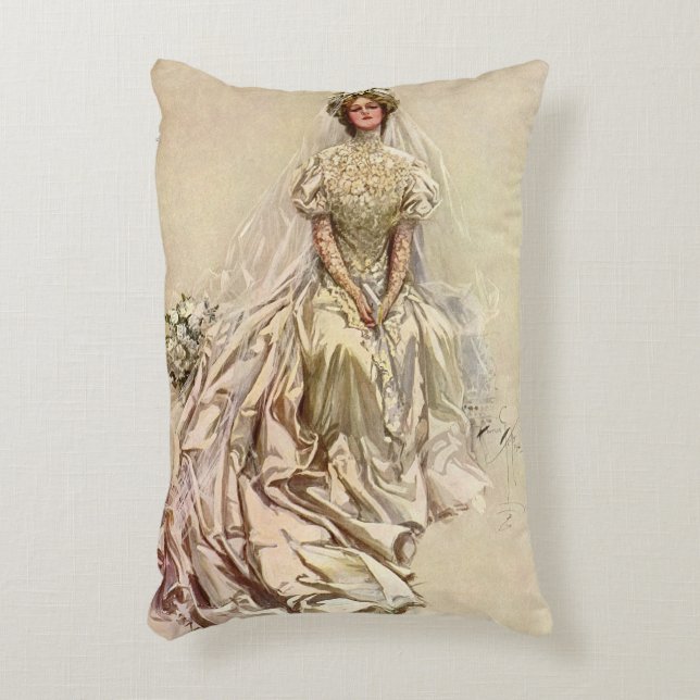  Victoriaans Bride, Antiek Bridal Portret Accent Kussen (Voorkant(Verticaal))