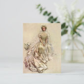  Victoriaans Bride, Antiek Bridal Portret Briefkaart (Staand voorkant)