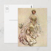  Victoriaans Bride, Antiek Bridal Portret Briefkaart (Voorkant / Achterkant)