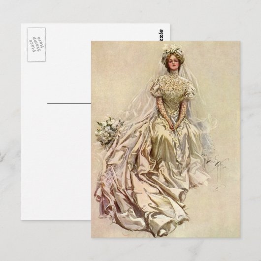  Victoriaans Bride, Antiek Bridal Portret Briefkaart (Voorkant / Achterkant)