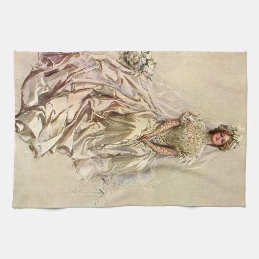  Victoriaans Bride, Antiek Bridal Portret Theedoek (Horizontaal)