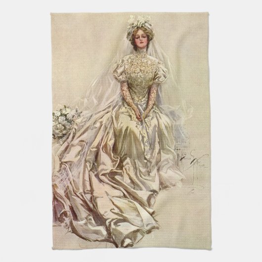  Victoriaans Bride, Antiek Bridal Portret Theedoek (Verticaal)