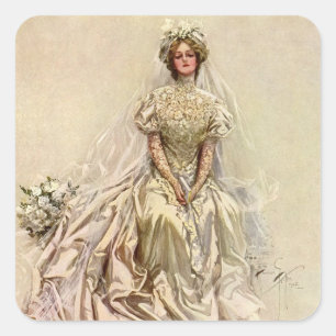  Victoriaans Bride, Antiek Bridal Portret Vierkante Sticker