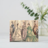 Victoriaans bride en begeleidende personen briefkaart (Staand voorkant)