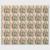 Victoriaans bride en begeleidende personen cadeaupapier (Vlak)