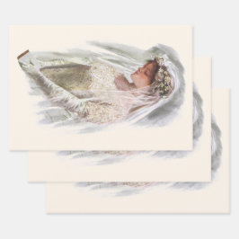  Victoriaans Bride met bijbelse Harrison Fisher Inpakpapier Vel