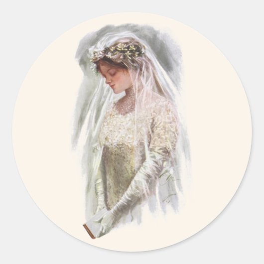  Victoriaans Bride met bijbelse Harrison Fisher Ronde Sticker (Voorkant)