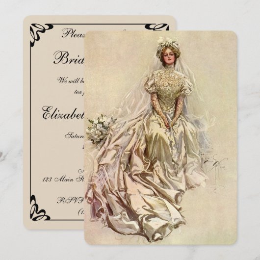  Victoriaans Bride, Vrijgezellenfeest Tea Party Kaart (Voorkant / Achterkant)