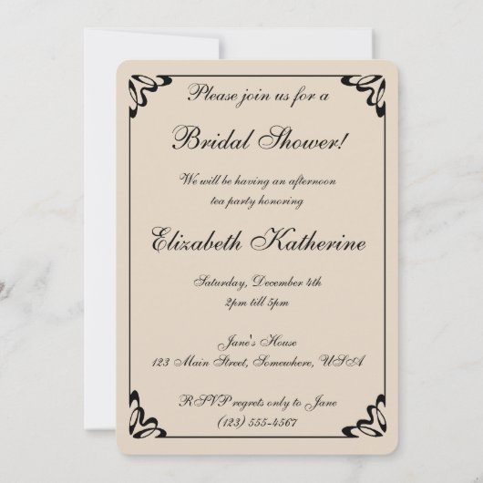  Victoriaans Bride, Vrijgezellenfeest Tea Party Kaart (Achterkant)